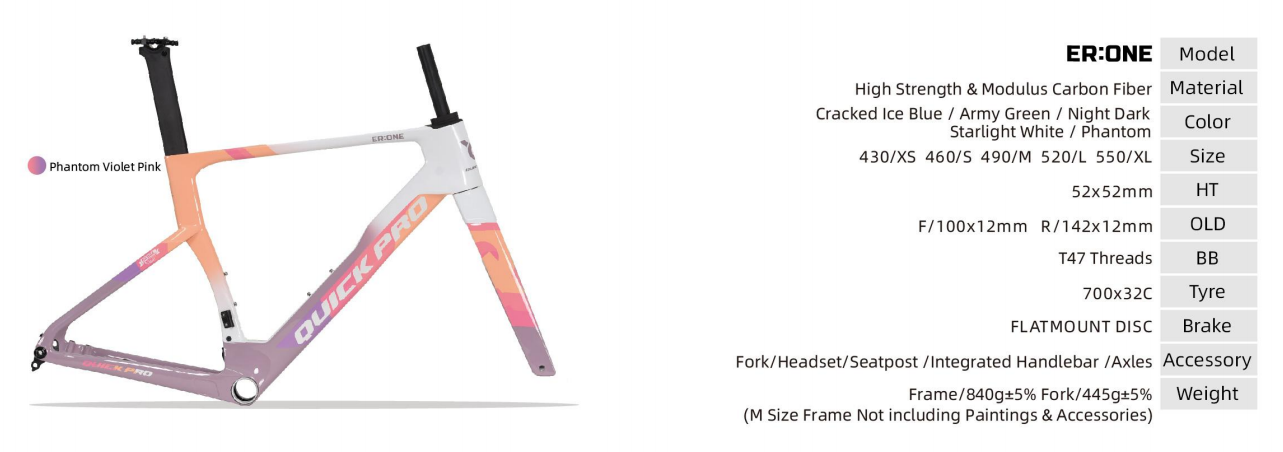 Quickpro ER:ONE Carbon Road Bike Frameset | UCI Approved | Custom Paint