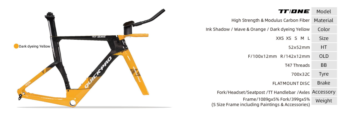 Quickpro TT:ONE Carbon Road Bike Frameset | UCI Approved | Custom Paint