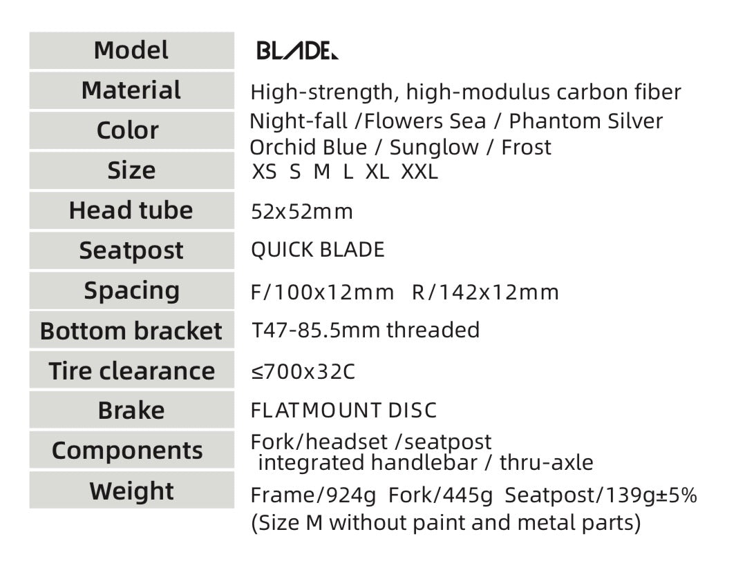 Quickpro BLADE Carbon Road Bike Frameset | UCI Approved | Custom Paint