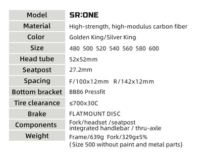 Quickpro SR:ONE Carbon Road Bike Frameset | UCI Approved | Custom Paint