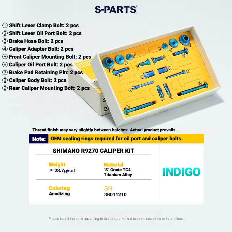 S-Parts titanium brake bolt kit for Dura-Ace R9270 - Indigo