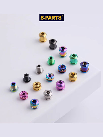S-Parts titanium chainring bolts in different colours