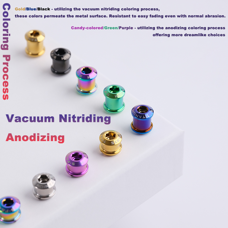 S-Parts chainring bolts vacuum nitriding and anodizing finish
