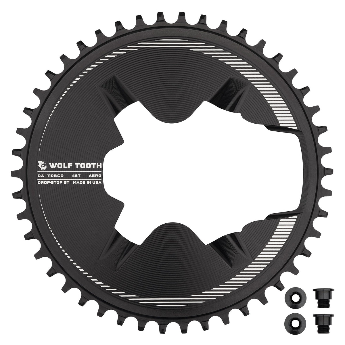 Wolf Tooth Aero Direct Mount chainring for Shimano Dura-Ace R9200, 46T